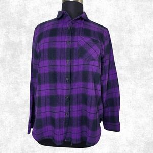 Purple & Black Plaid Flannel Button Down – XXL